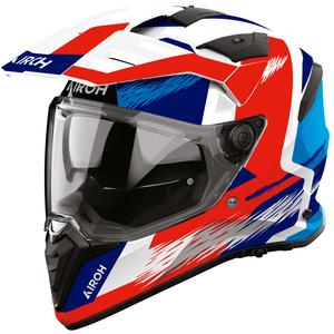 Casco da moto enduro Airoh BADX-X Airspeed blu-rosso