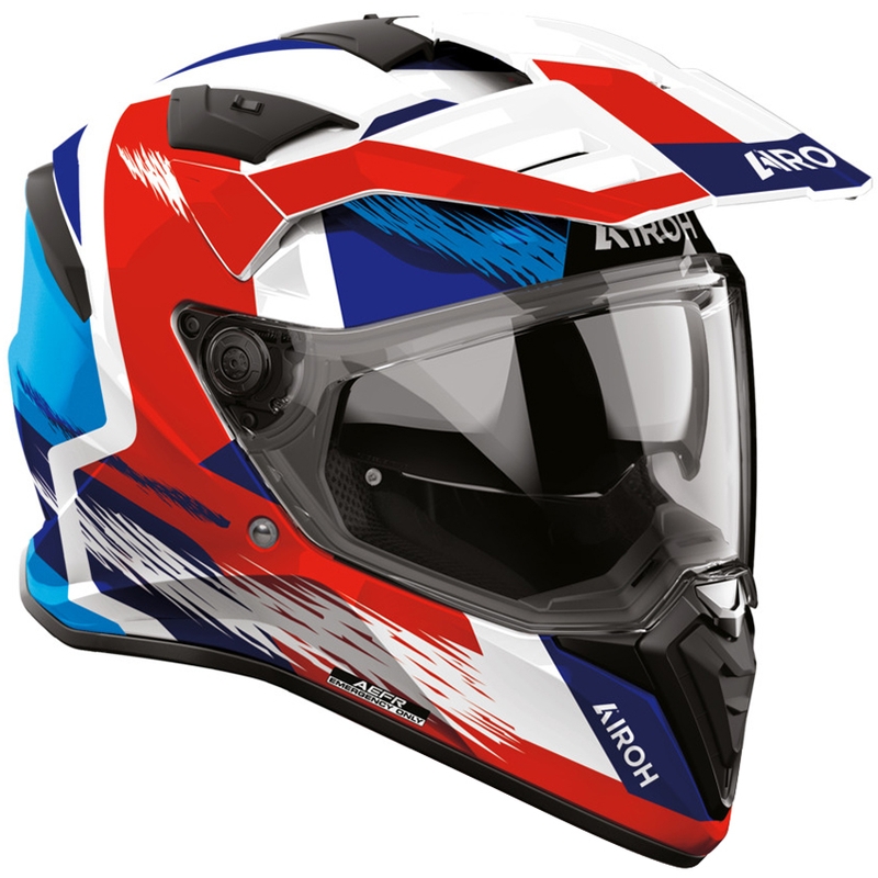 Casco da moto enduro Airoh BADX-X Airspeed blu-rosso