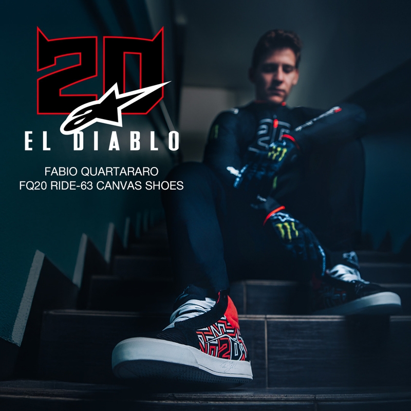 Stivali da moto Alpinestars Ride-63 Canvas FQ20 neri, bianchi e rossi