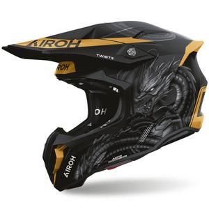Casco da motocross Airoh Twist 3 Maleficent nero opaco-oro