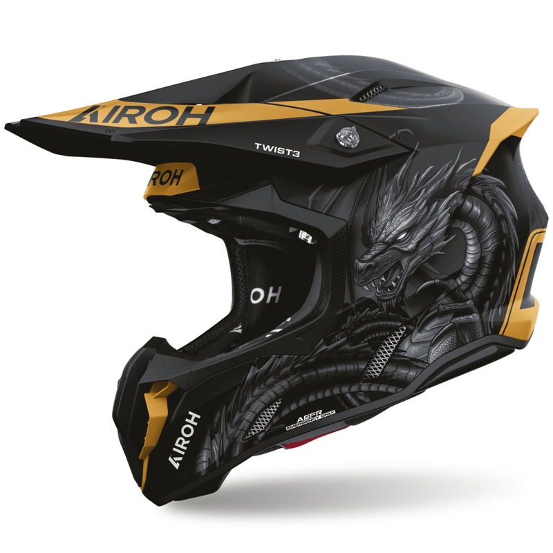 Casco da motocross Airoh Twist 3 Maleficent nero opaco-oro