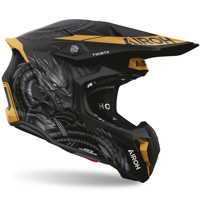 Casco da motocross Airoh Twist 3 Maleficent nero opaco-oro