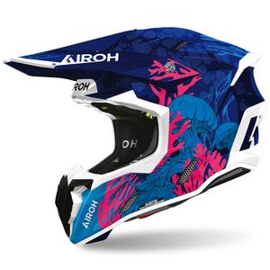 Casco da motocross subacqueo Airoh Twist 3 blu-bianco-rosa