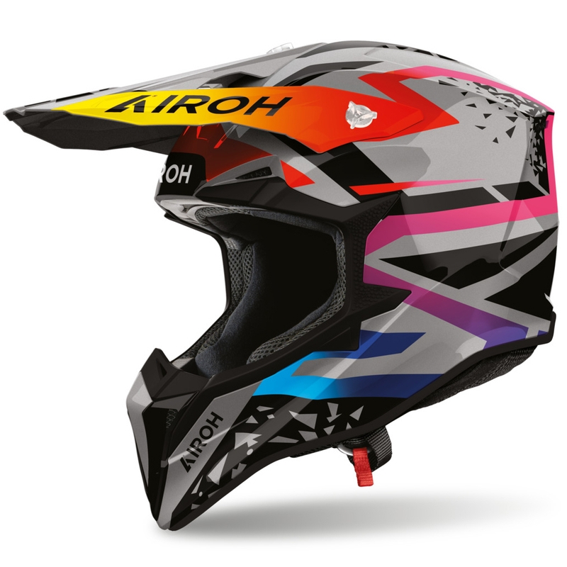 Casco da motocross Airoh Wraaap Karma grigio-multicolore
