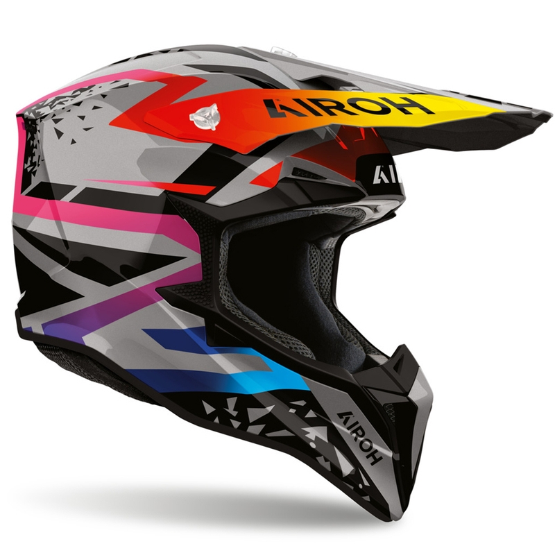 Casco da motocross Airoh Wraaap Karma grigio-multicolore