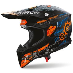 Casco da motocross Airoh Wraaap Gear nero opaco-arancione