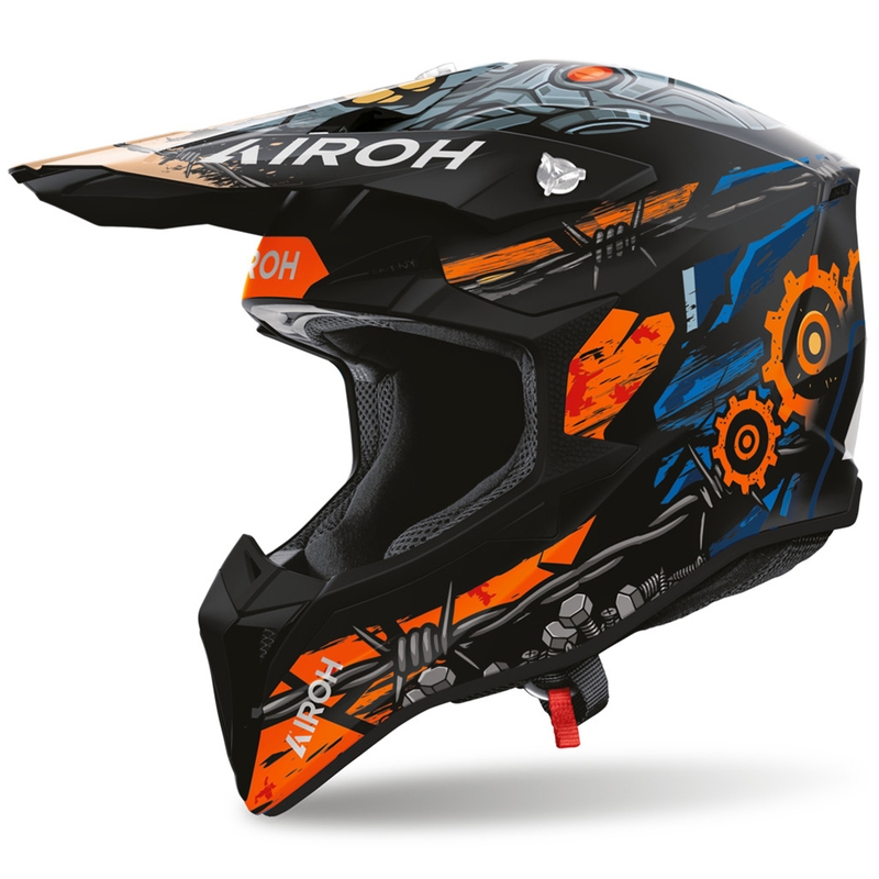 Casco da motocross Airoh Wraaap Gear nero opaco-arancione