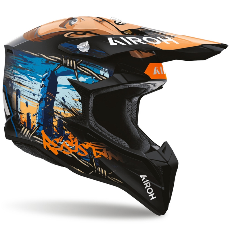 Casco da motocross Airoh Wraaap Gear nero opaco-arancione