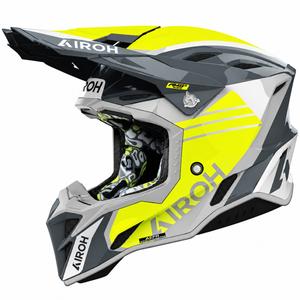 Casco da motocross Airoh Aviator Factory Atlan grigio-giallo