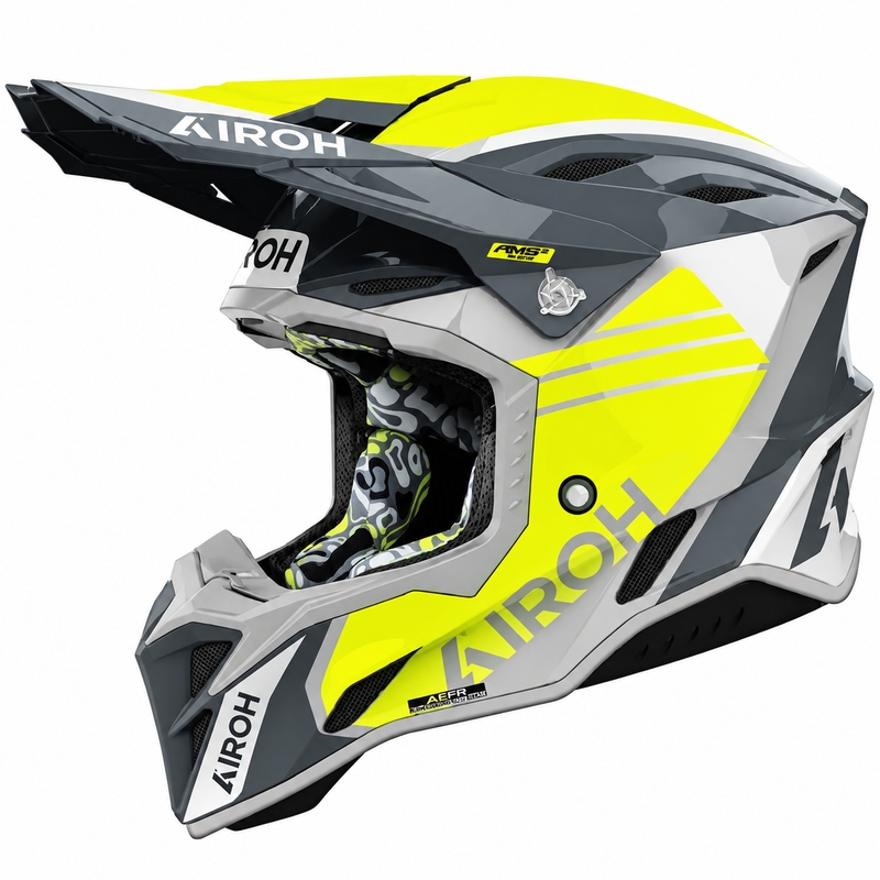 Casco da motocross Airoh Aviator Factory Atlan grigio-giallo