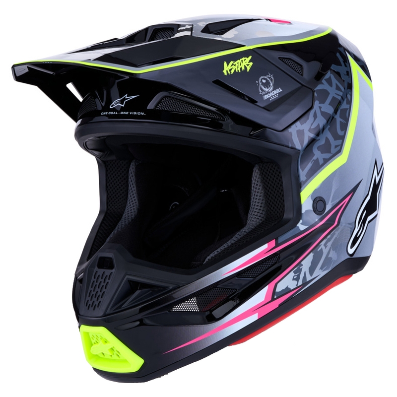 Casco da motocross Alpinestars Supertech S-M7 Blaster grigio-giallo fluo