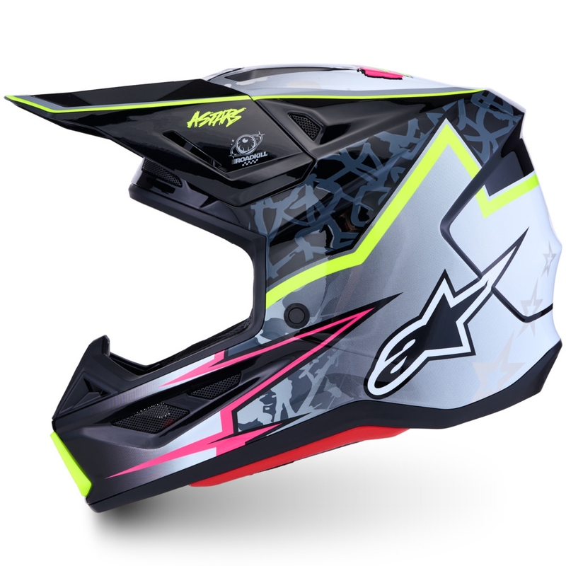 Casco da motocross Alpinestars Supertech S-M7 Blaster grigio-giallo fluo