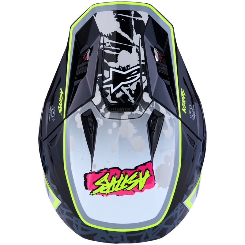 Casco da motocross Alpinestars Supertech S-M7 Blaster grigio-giallo fluo