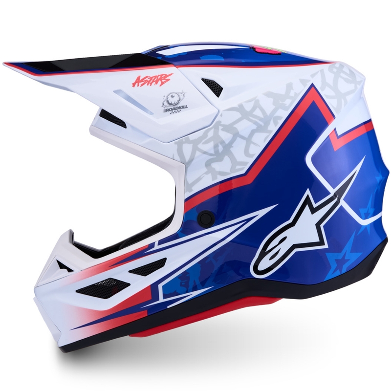 Casco da motocross Alpinestars Supertech S-M7 Blaster bianco-blu