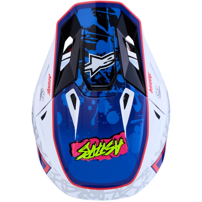Casco da motocross Alpinestars Supertech S-M7 Blaster bianco-blu
