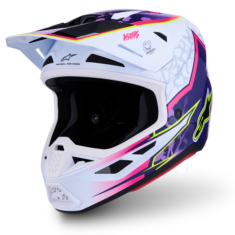 Casco da motocross Alpinestars Supertech S-M7 Blaster viola-bianco