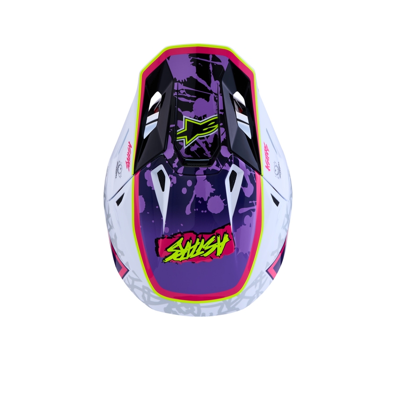 Casco da motocross Alpinestars Supertech S-M7 Blaster viola-bianco
