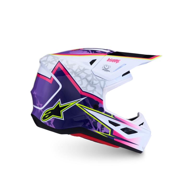 Casco da motocross Alpinestars Supertech S-M7 Blaster viola-bianco