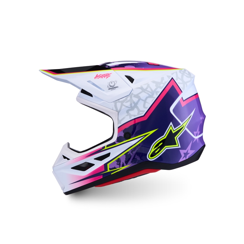 Casco da motocross Alpinestars Supertech S-M7 Blaster viola-bianco
