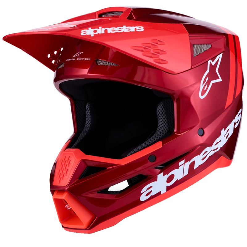 Casco da motocross Alpinestars S-M3 Radium rosso fluo e bianco