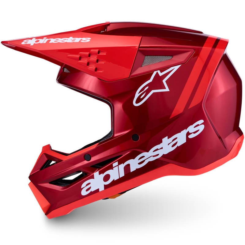 Casco da motocross Alpinestars S-M3 Radium rosso fluo e bianco