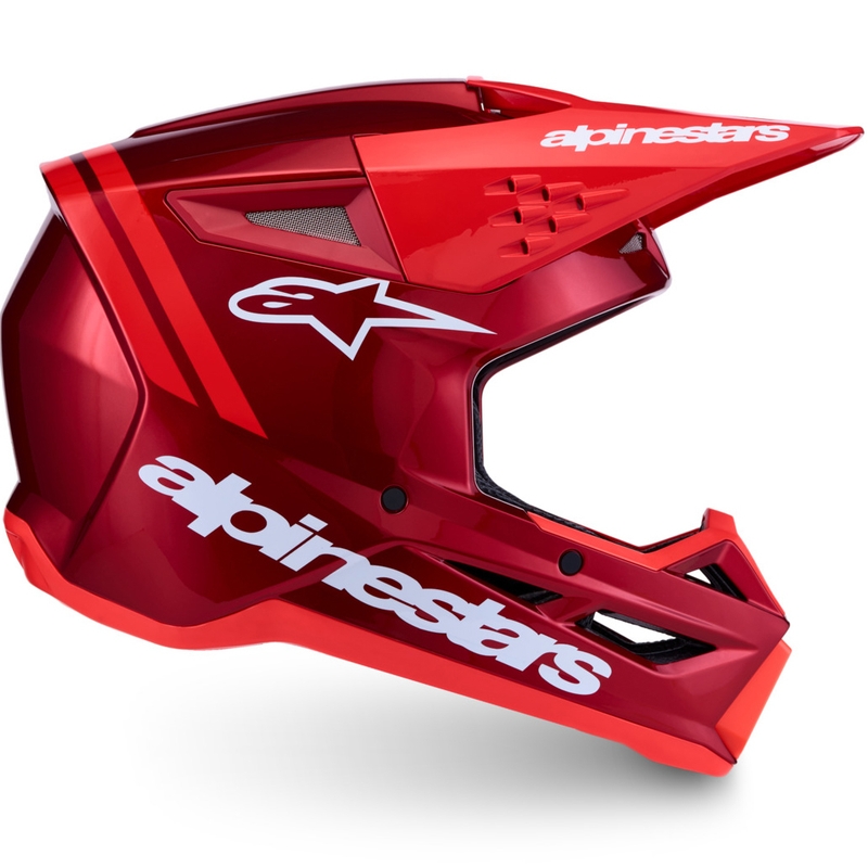 Casco da motocross Alpinestars S-M3 Radium rosso fluo e bianco