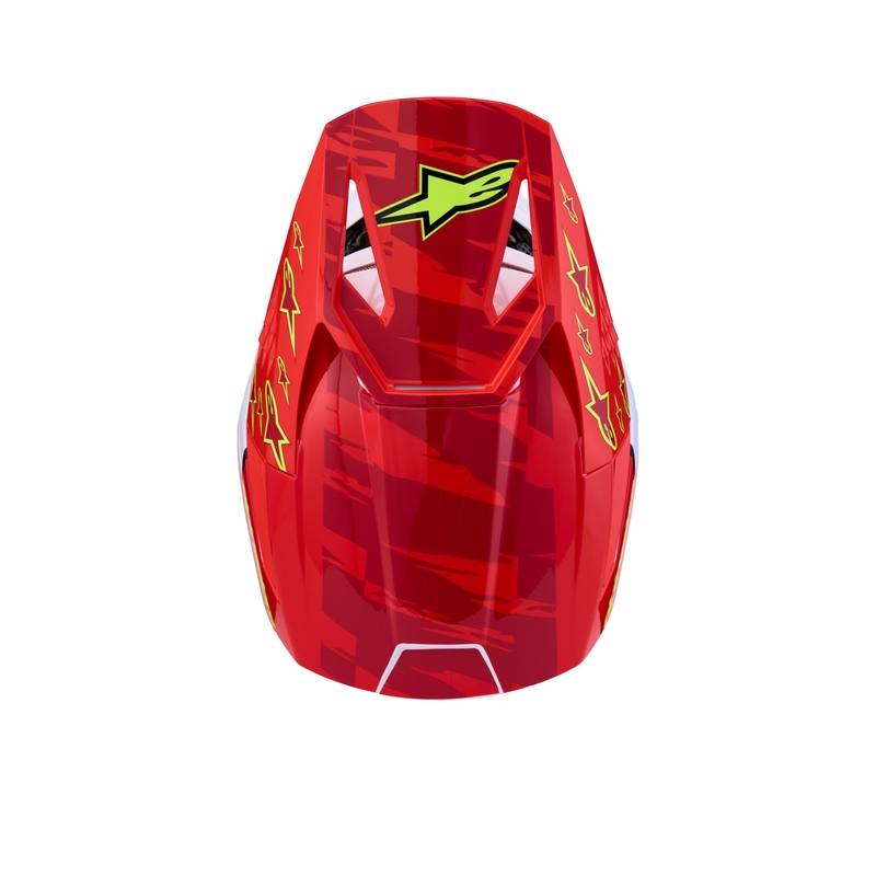 Casco da motocross Alpinestars S-M3 Falcon rosso fluo-bianco