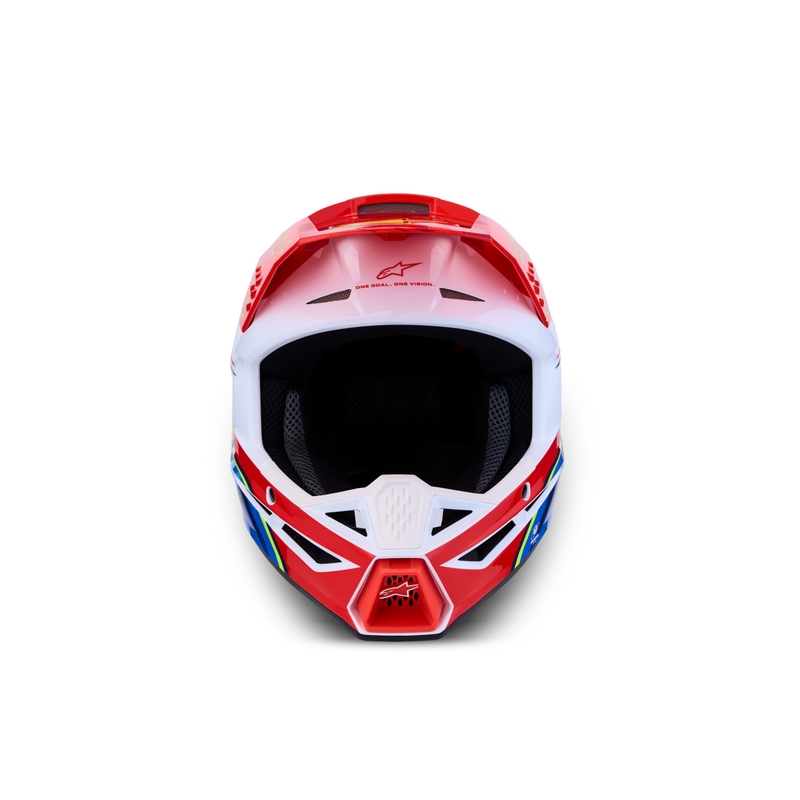 Casco da motocross Alpinestars S-M3 Falcon rosso fluo-bianco