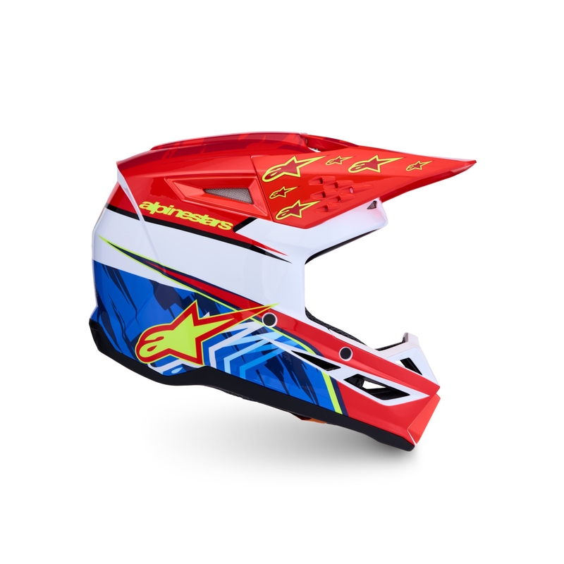Casco da motocross Alpinestars S-M3 Falcon rosso fluo-bianco