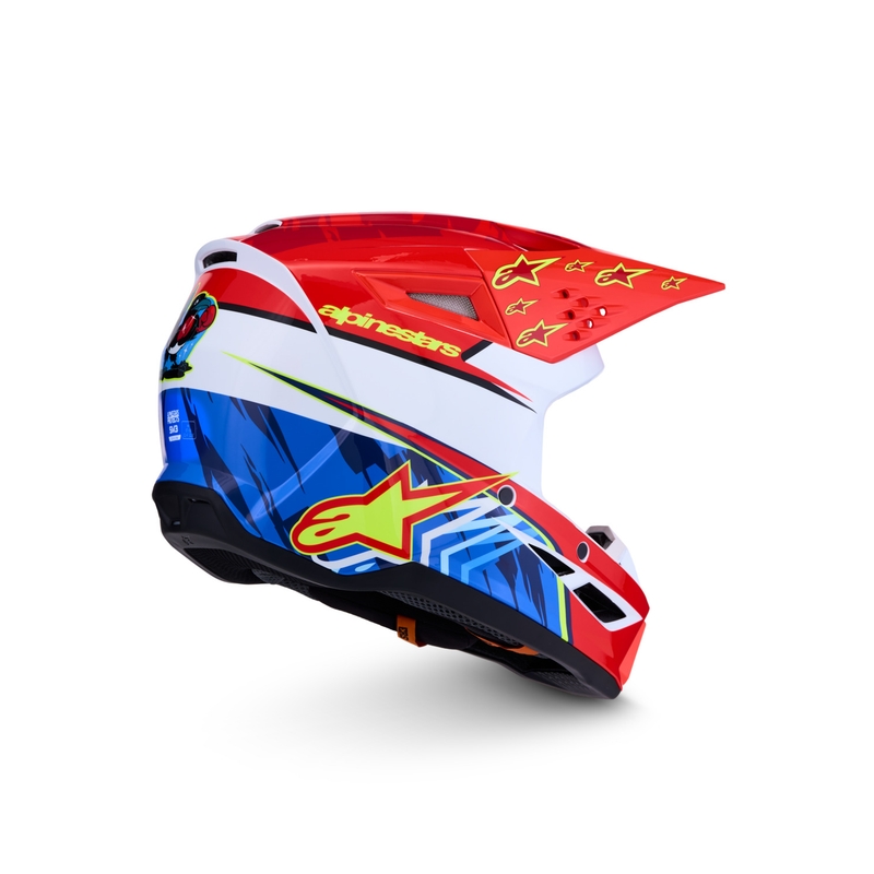 Casco da motocross Alpinestars S-M3 Falcon rosso fluo-bianco