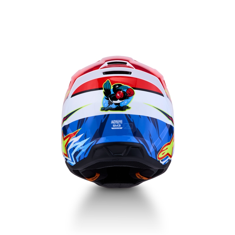 Casco da motocross Alpinestars S-M3 Falcon rosso fluo-bianco