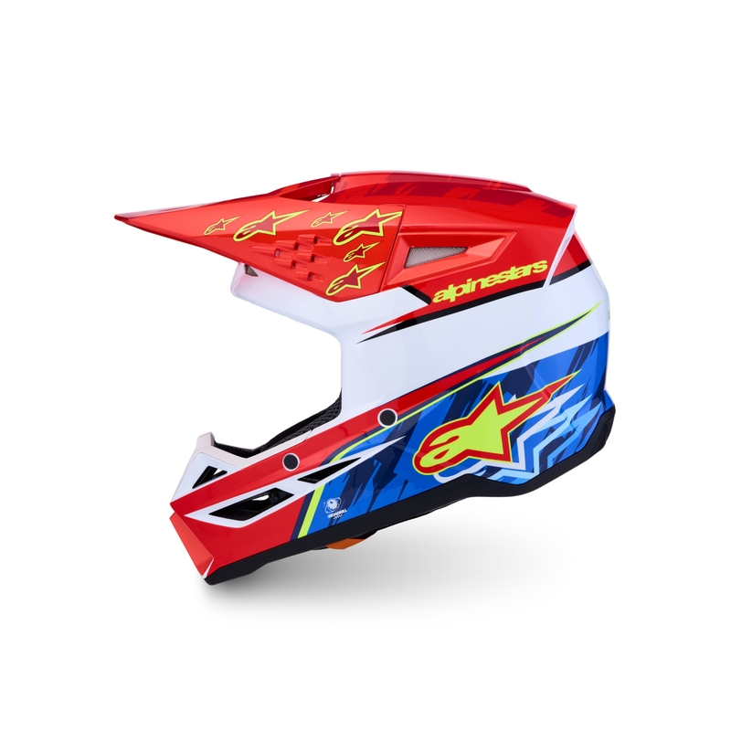 Casco da motocross Alpinestars S-M3 Falcon rosso fluo-bianco