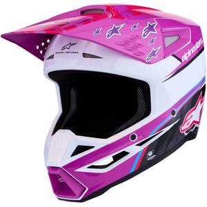Casco da motocross Alpinestars S-M3 Falcon viola-bianco-rosa fluo