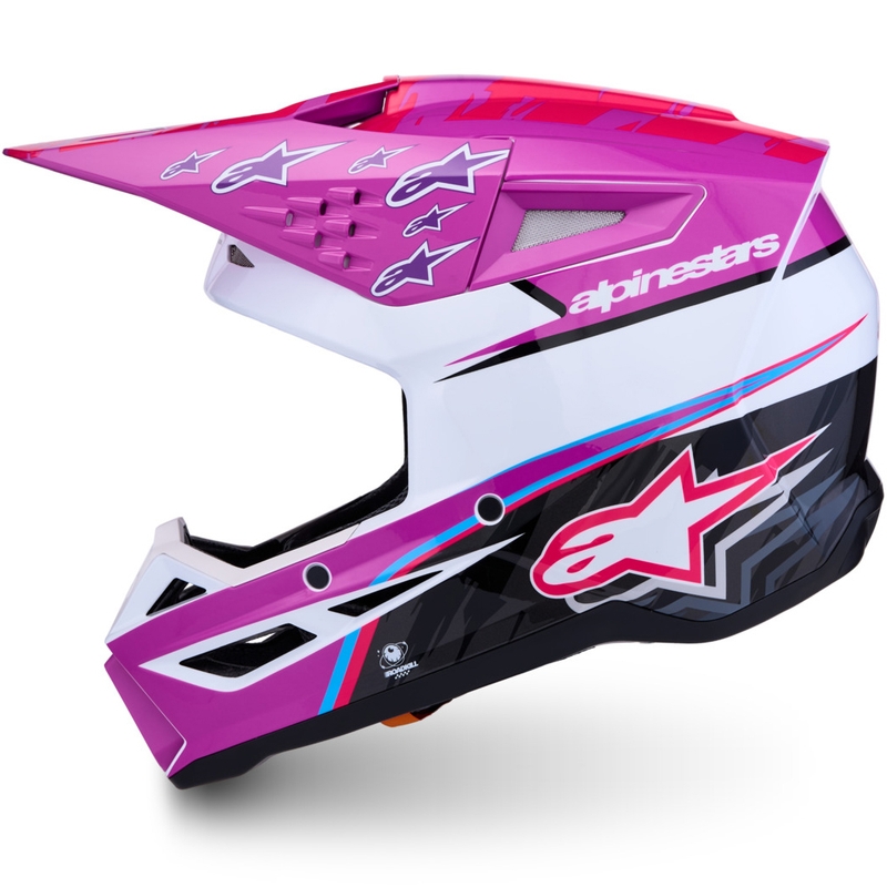 Casco da motocross Alpinestars S-M3 Falcon viola-bianco-rosa fluo