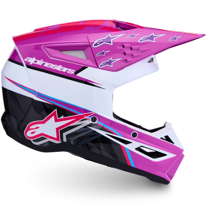 Casco da motocross Alpinestars S-M3 Falcon viola-bianco-rosa fluo
