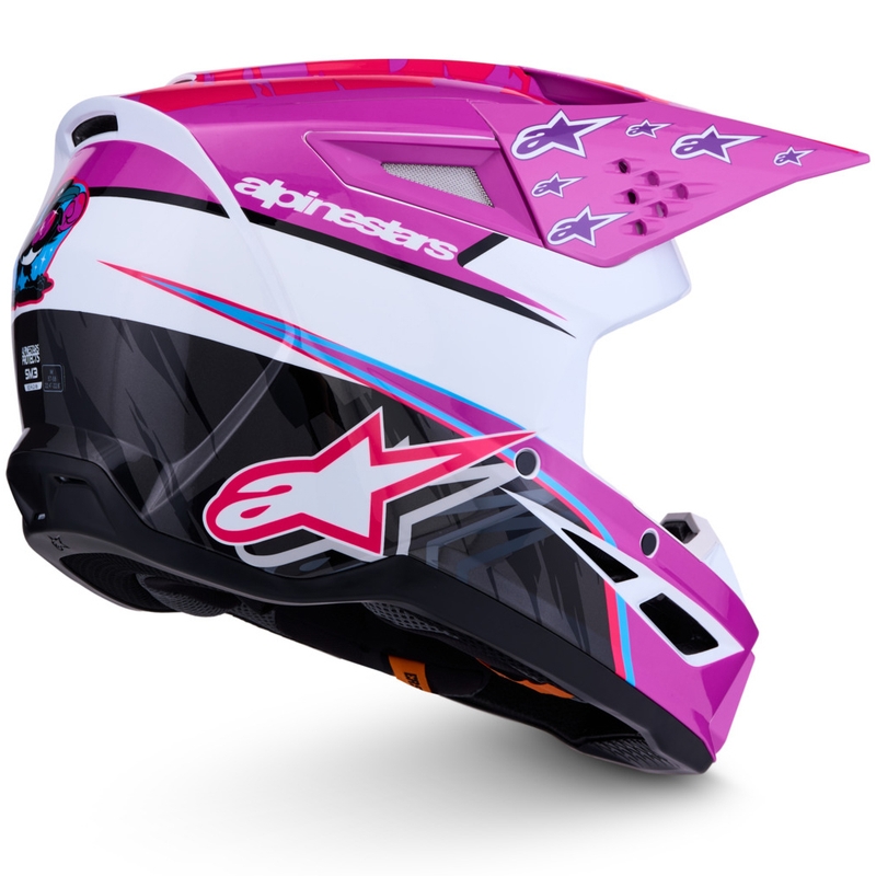 Casco da motocross Alpinestars S-M3 Falcon viola-bianco-rosa fluo