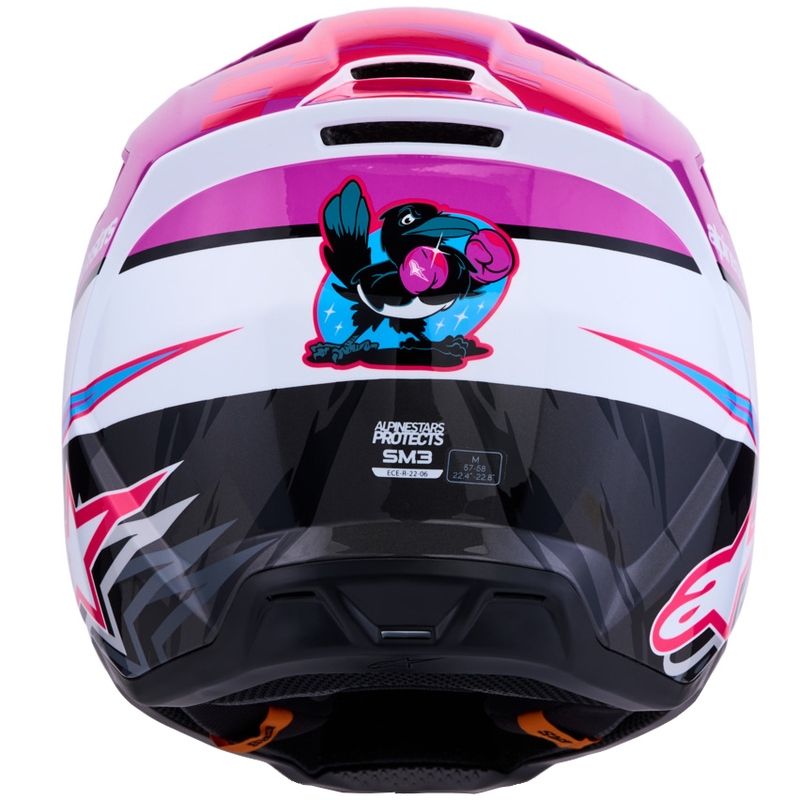 Casco da motocross Alpinestars S-M3 Falcon viola-bianco-rosa fluo