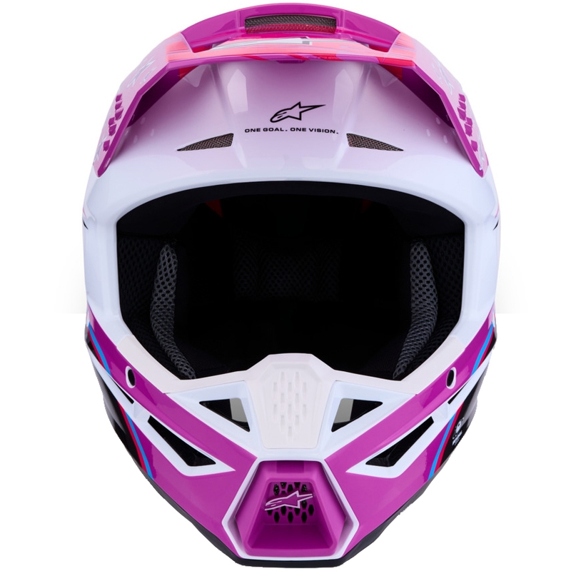 Casco da motocross Alpinestars S-M3 Falcon viola-bianco-rosa fluo