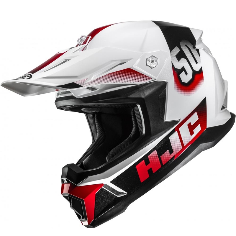 Casco da motocross HJC C50 Dash MC1 bianco-nero-rosso