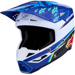 Casco da motocross Alpinestars S-M3 Falcon blu-bianco-nero