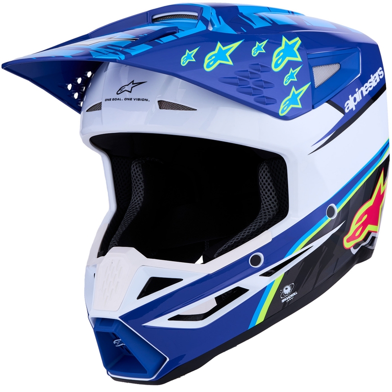 Casco da motocross Alpinestars S-M3 Falcon blu-bianco-nero