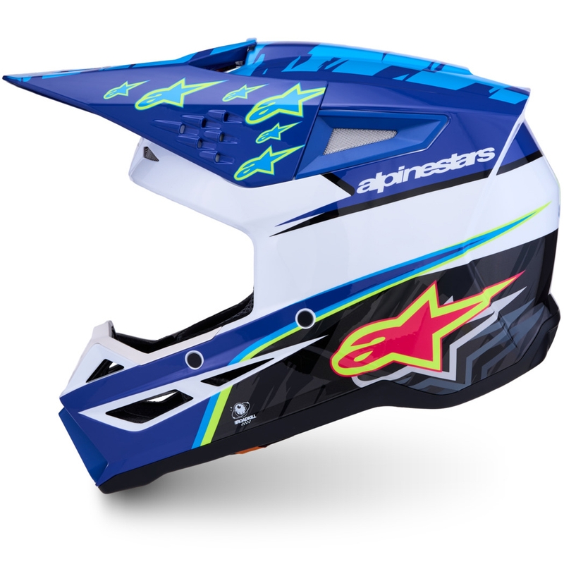 Casco da motocross Alpinestars S-M3 Falcon blu-bianco-nero