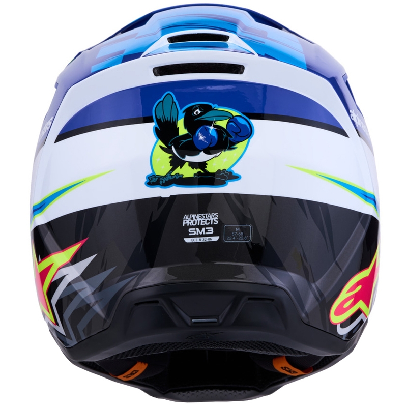 Casco da motocross Alpinestars S-M3 Falcon blu-bianco-nero