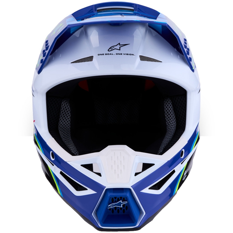 Casco da motocross Alpinestars S-M3 Falcon blu-bianco-nero