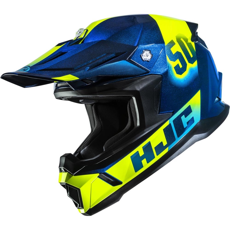 Casco da motocross HJC C50 Dash MC2 blu-giallo fluo
