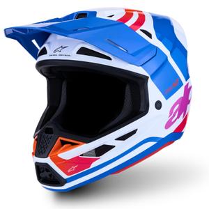 Casco da motocross Alpinestars Supertech S-M7 Core bianco-blu-arancione