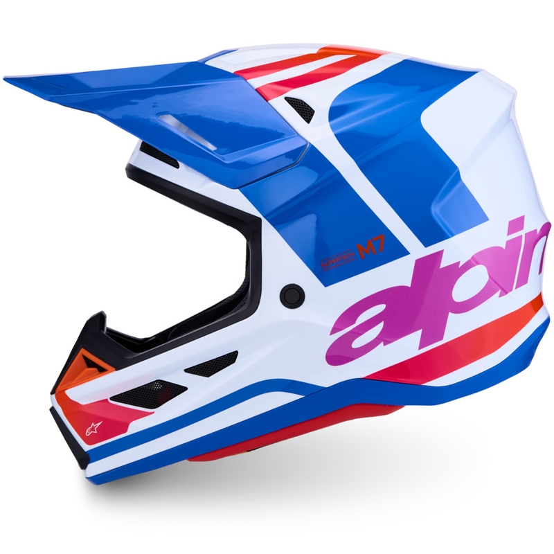 Casco da motocross Alpinestars Supertech S-M7 Core bianco-blu-arancione