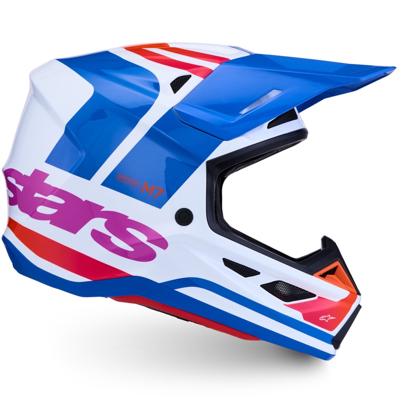 Casco da motocross Alpinestars Supertech S-M7 Core bianco-blu-arancione