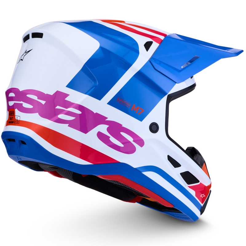 Casco da motocross Alpinestars Supertech S-M7 Core bianco-blu-arancione