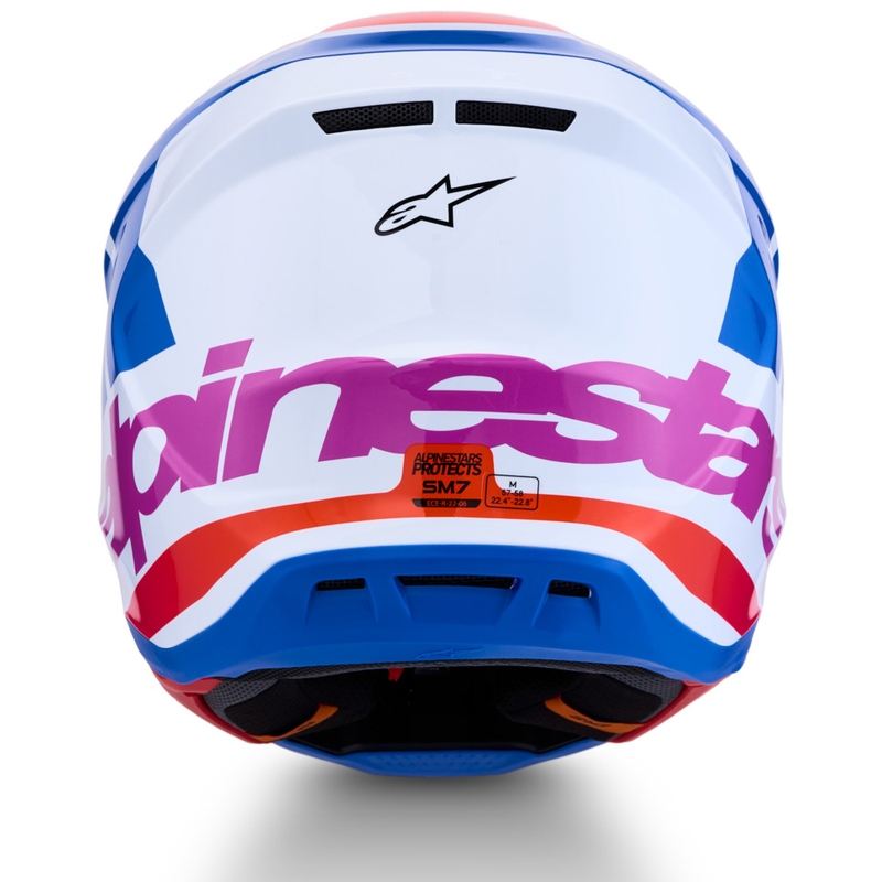 Casco da motocross Alpinestars Supertech S-M7 Core bianco-blu-arancione